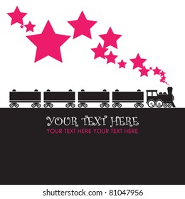 Abstract vector illustration with locomotive and stars. Place for your text.