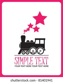 Abstract vector illustration with locomotive and stars. Place for your text.