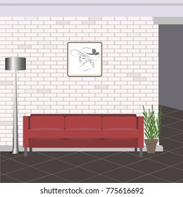 abstract vector illustration of a loft room interior