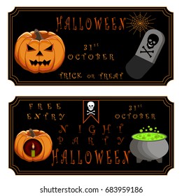 Abstract vector illustration of logo for celebrating children's holiday Halloween, Spider. Pumpkin pattern of spider, bat on party halloween, yellow pumpkin. Smile pumpkins, spiders halloweens, skull.