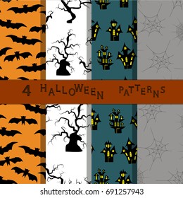 Abstract vector illustration of logo for celebrating children's holiday Halloween, Spider. Pumpkin pattern of spider, bat on party halloween, yellow pumpkin. Smile pumpkins, spiders halloweens, skull.