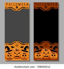 Abstract vector illustration of logo for celebrating children's holiday Halloween, Spider. Pumpkin pattern of spider, bat on party halloween, yellow pumpkin. Smile pumpkins, spiders halloweens, skull.