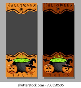 Abstract vector illustration of logo for celebrating children's holiday Halloween, Spider. Pumpkin pattern of spider, bat on party halloween, yellow pumpkin. Smile pumpkins, spiders halloweens, skull.