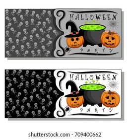 Abstract vector illustration of logo for celebrating children's holiday Halloween, Spider. Pumpkin pattern of spider, bat on party halloween, yellow pumpkin. Smile pumpkins, spiders halloweens, skull.