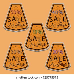 Abstract vector illustration of logo for celebrating children's holiday Halloween, Spider. Pumpkin pattern of spider, bat on party halloween, yellow pumpkin. Smile pumpkins, spiders halloweens, skull.