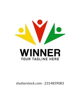 Abstract vector illustration logo of champion effort people, group.