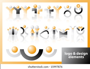 Abstract vector illustration of logo and design symbols