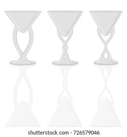 Abstract vector illustration of logo for transparent empty wineglass. Wineglass pattern consisting of set beautiful wine glass, icon liquid champagne vine. Drink fresh wines in wineglasses for health.