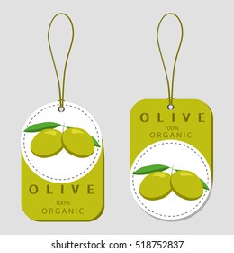 Abstract vector illustration logo for whole ripe berry blue olive with green leaf, cut sliced, product oil closeup. Olive pattern consisting of tag label, branch ripe food. Eat fresh olives for oils.