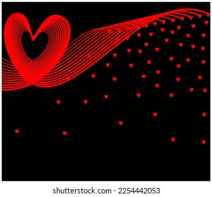 Una ilustración vectorial abstracta del amor en un fondo negro