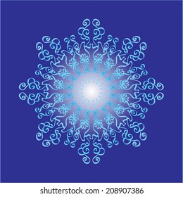 Abstract vector illustration, luminous snowflake 