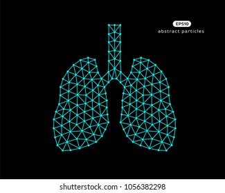 Abstract vector illustration of lungs on black background.