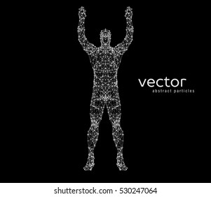 Abstract vector illustration of  man on black background.