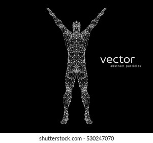 Abstract vector illustration of  man on black background.