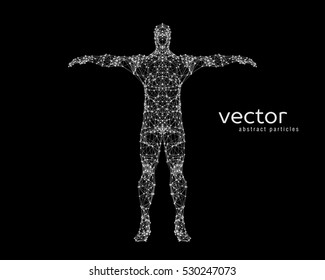 Abstract vector illustration of  man on black background.