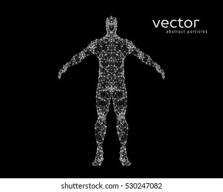 Abstract vector illustration of  man on black background.