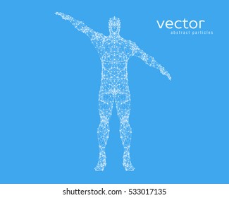 Abstract vector illustration of  man on blue background.