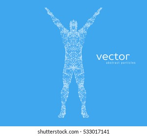 Abstract vector illustration of  man on blue background.