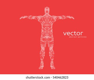 Abstract vector illustration of  man on red background.