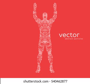 Abstract vector illustration of  man on red background.