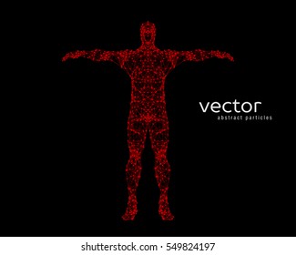 Abstract vector illustration of man on black background.