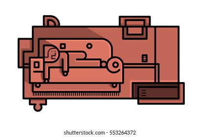 Abstract Vector Illustration of Man Relaxing on Sofa in Living Room Watching TV