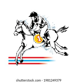 abstract vector illustration of a man riding a horse