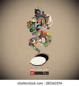 Abstract vector illustration with manhole and magic smoke.
