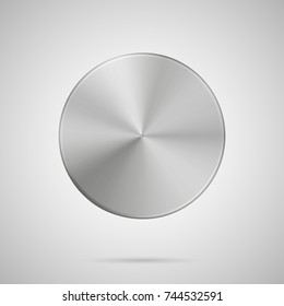 Abstrakte Vektorillustration-Illustration, Medaille, Blankoschenschablone, realistischer metallischer Hintergrund für Benutzeroberflächen, Anwendungen und Apps. Chrom, Silber, Stahl, Eisen, Aluminiumstruktur.