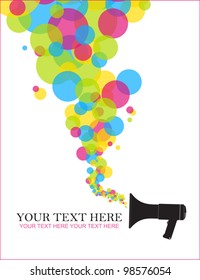 Abstract vector illustration of megaphone and balloons.