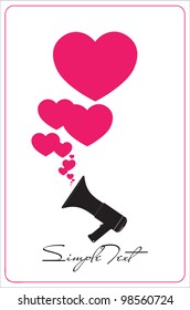 Abstract vector illustration of megaphone and hearts.