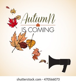 Abstract vector illustration of megaphone  and leaves.