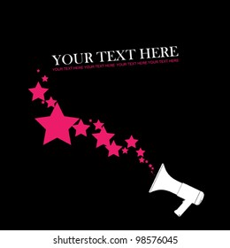 Abstract vector illustration of megaphone and stars.