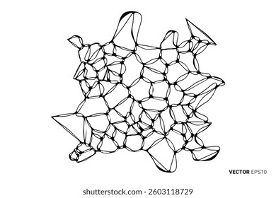 Abstract vector illustration with abstract mesh structure reminiscent of organic or bionic forms.