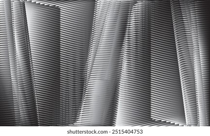 Abstracte vectorillustratie van metaaltextuur met moiré-effect, moderne lineaire patronen.