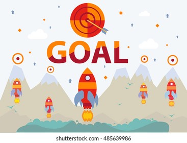 Abstract vector illustration, metaphor of aim achieving, art for web and print design.