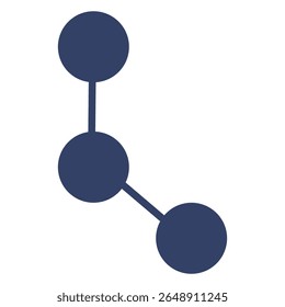 Ilustração vetorial abstrata de um design de conexão minimalista com três círculos interconectados em um matiz azul silenciado, simbolizando rede, comunicação ou estrutura molecular.