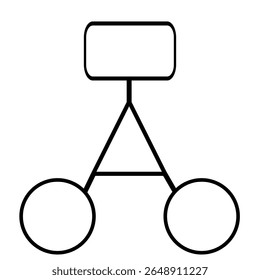 Abstract vector illustration of a minimalistic geometric structure with a rectangular top and two circular bases, forming a unique and simple design.