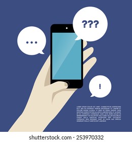 Abstract vector illustration Mobile chat. Bubble with messages.