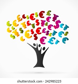 Abstract vector illustration with money tree 