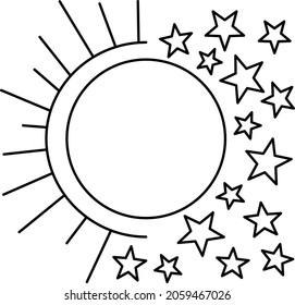 Abstract vector illustration of the moon and stars.  Use for banners, cards, posters, prints.
