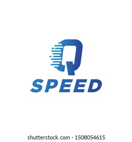 abstract vector illustration motion fast speed initial letter q icon logo template element modern design