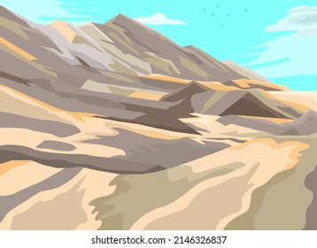 Resumen de la ilustración vectorial del paisaje natural de montaña.