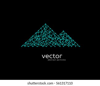 Abstract vector illustration of mountain range on black background.