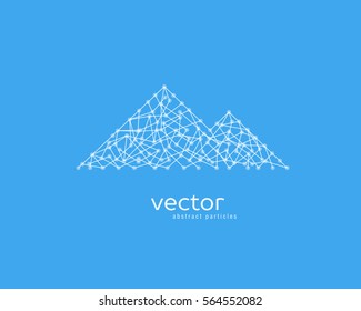 Abstract vector illustration of mountain range on blue background.