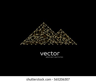 Abstract vector illustration of mountain range on black background.