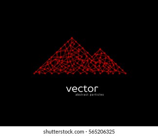 Abstract vector illustration of mountain range on black background.