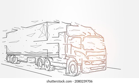 Abstract vector illustration of moving truck, transport or logistics banner template, banner or background, trucking concept.