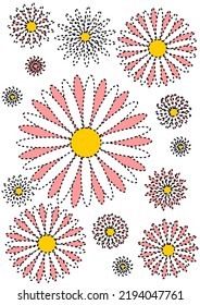 abstrakte Vektorgrafik, mehrfarbige Blumen