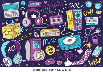 Abstract vector illustration of music. Design element for your product. Festival background. Musical instruments. Sound